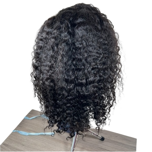 Lavish Natural Black Burmese Curl Human Hair Lace Front 22 Inch Wig - Picture 1 of 12
